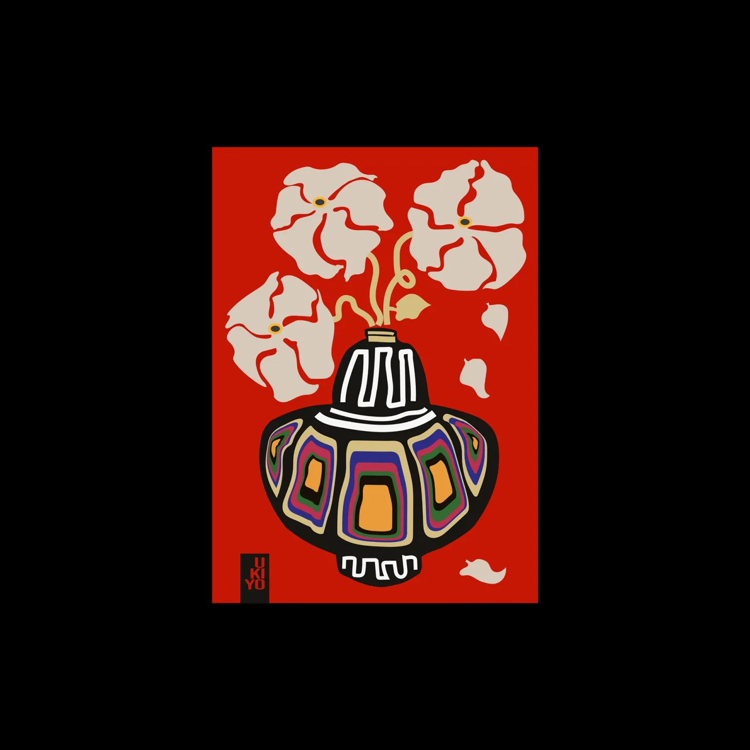 Plakat Ukiyo Vase Rainbow Red 50 X 70